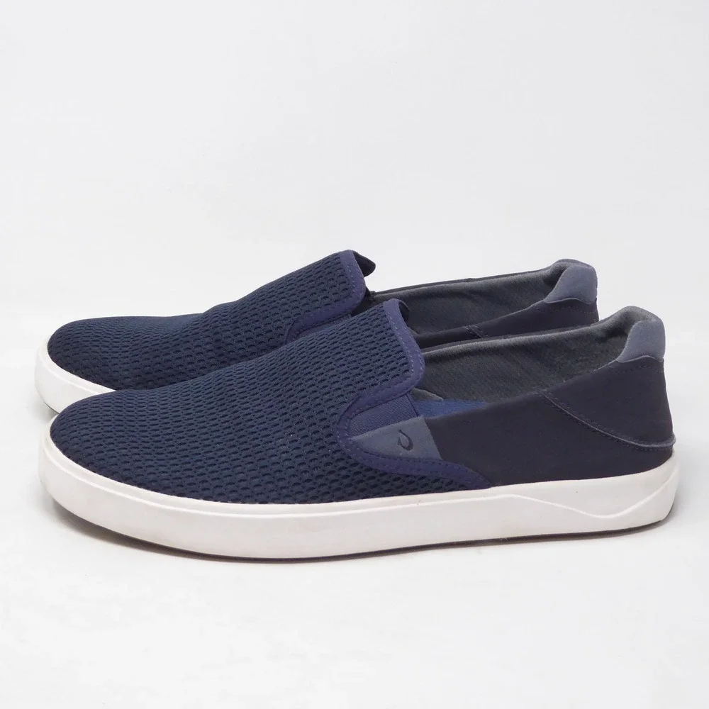 OluKai Mens Lae'ahi Slip On Shoes Navy Blue Mesh Breathable 9.5